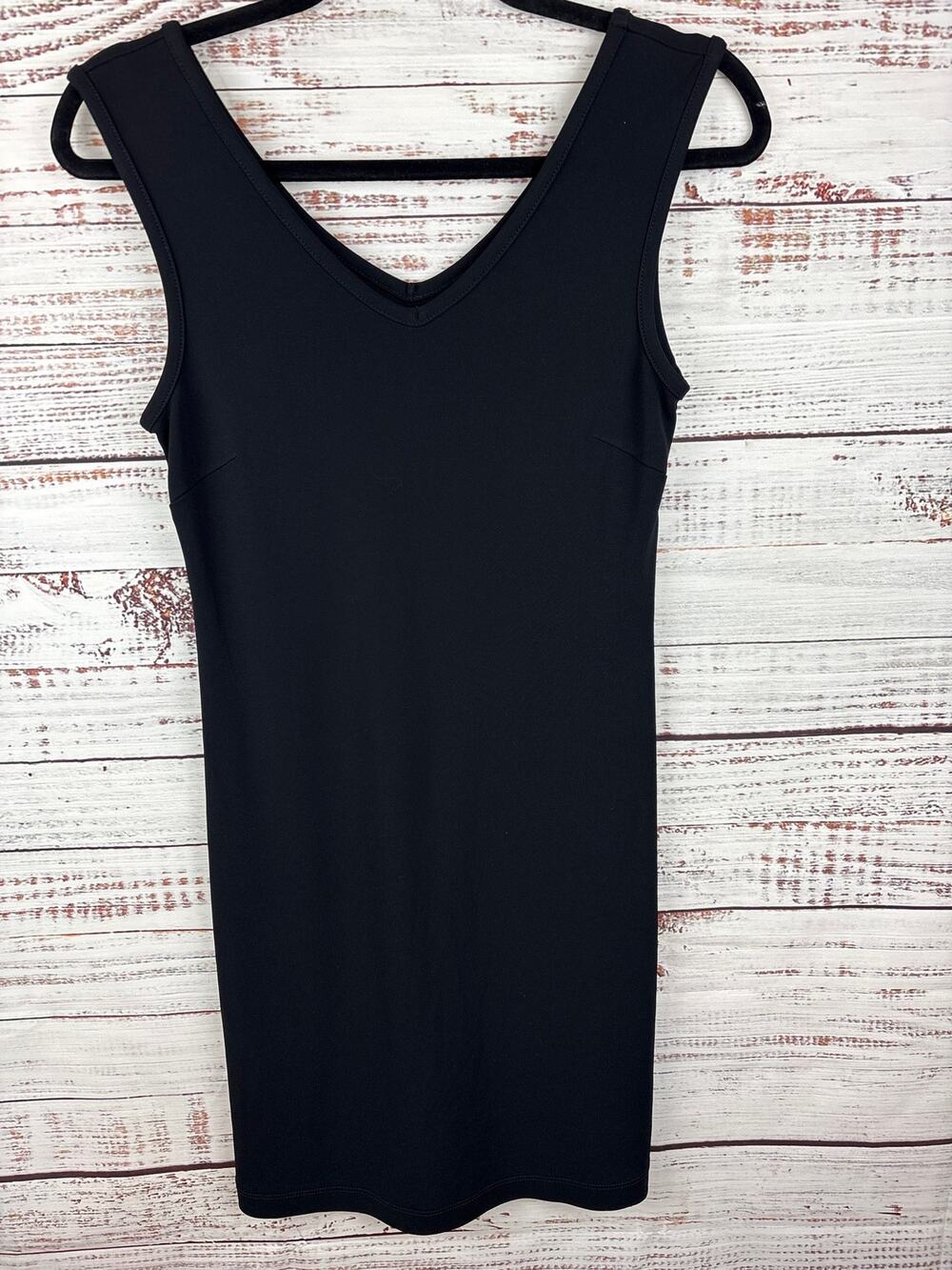Womens GAP Black Sleeveless Tank Knit Dress V Neck Casual Stretch Mini Size S